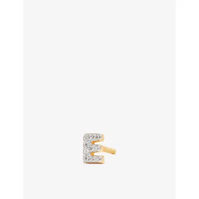 Missoma Pavé Initial E 18ct Yellow Gold Vermeil And Cubic Zirconia Single Stud Earring