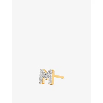 Missoma Pavé Initial M 18ct Yellow Gold Vermeil And Cubic Zirconia Single Stud Earring