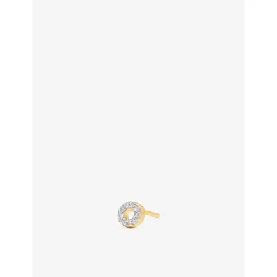 Missoma Pavé Initial O 18ct Yellow Gold Vermeil And Cubic Zirconia Single Stud Earring In Multi