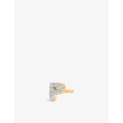 Missoma Pavé Initial P 18ct Yellow Gold Vermeil And Cubic Zirconia Single Stud Earring In Multi