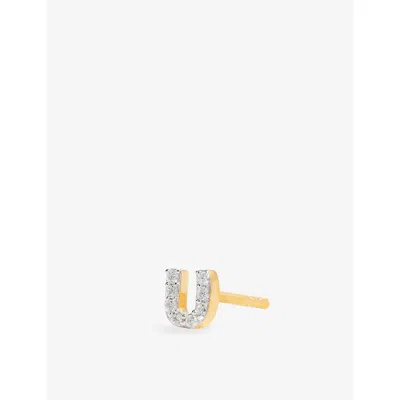 Missoma Pavé Initial U 18ct Yellow Gold Vermeil And Cubic Zirconia Single Stud Earring