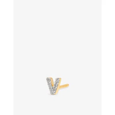Missoma Pavé Initial V 18ct Yellow Gold Vermeil And Cubic Zirconia Single Stud Earring