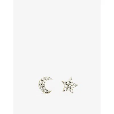 Missoma Pave Star Moon 18ct Yellow Gold Vermeil And Cubic Zirconia Stud Earrings