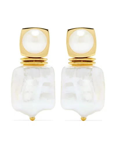 Missoma Pearl Drop Earrings In Gold