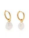 Missoma Pearl Drop Hoop Earrings In Gold