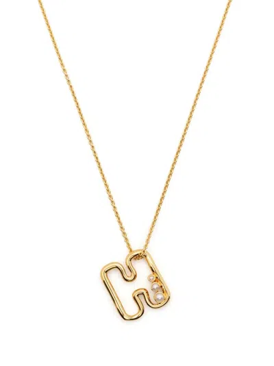 Missoma Pearl-embellished Initial Pendant Necklace In Gold