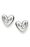 Missoma Puffy Heart Stud Earrings In Silver