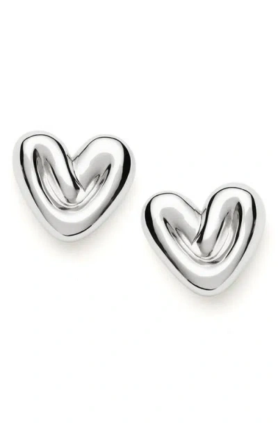 Missoma Puffy Heart Stud Earrings In Silver