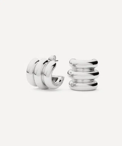 Missoma Rhodium-plated Chubby Triple Small Hoop Earrings