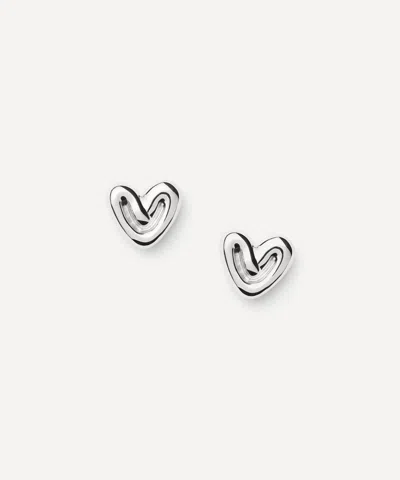 Missoma Rhodium-plated Puffy Heart Mini Stud Earrings