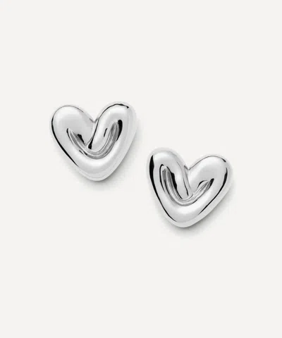 Missoma Rhodium-plated Puffy Heart Oversized Stud Earrings