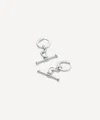Missoma Rhodium-plated Ridge T-bar Drop Huggie Hoop Earrings
