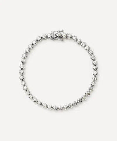 Missoma Rhodium-plated Round Tennis Bracelet In Silver