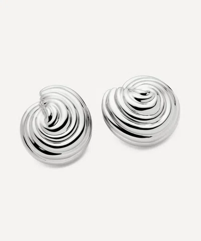 Missoma Rhodium-plated Shell Dome Oversized Stud Earrings