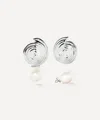 Missoma Rhodium-plated Spiral Interchangeable Pearl Drop Earrings