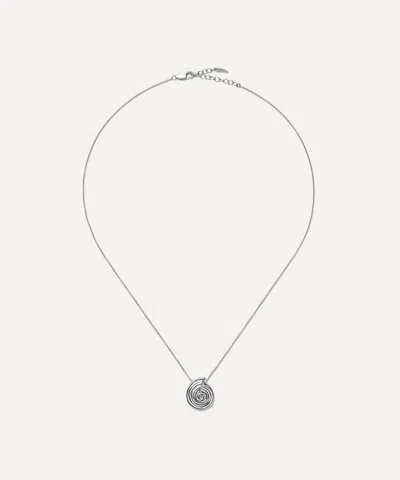 Missoma Rhodium-plated Spiral Mini Pendant Necklace In Silver