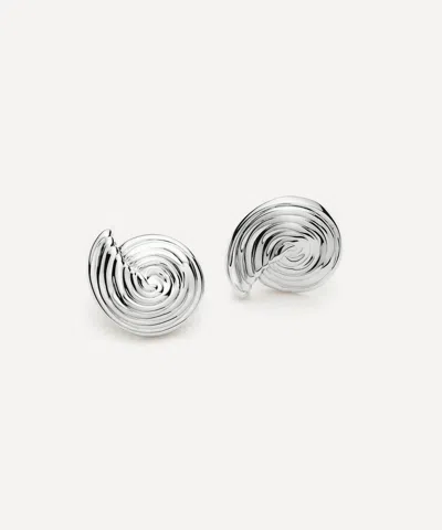 Missoma Rhodium-plated Spiral Small Stud Earrings