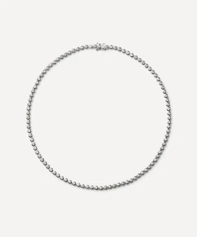 Missoma Rhodium-plated Tennis Round Necklace In Silver