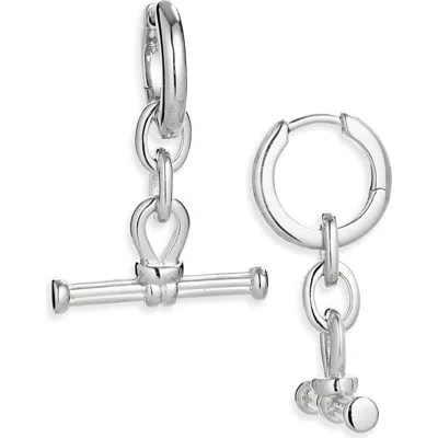 Missoma Ridge T-bar Drop Hoop Earrings In Silver