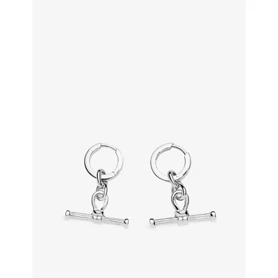 Missoma Ridge T-bar Silver Plated Brass Drop Huggies