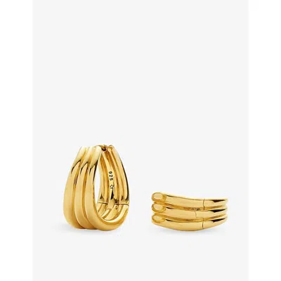 Missoma Savi Triple Ridge 18ct Yellow Gold Plated Brass Hoop Earrings
