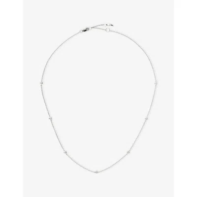 Missoma Silver Fine Floating 0.06ct Diamond 14ct White Gold Necklac In Green