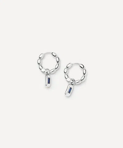 Missoma Silver-plated Molten Gemstone Charm Hoop Earrings