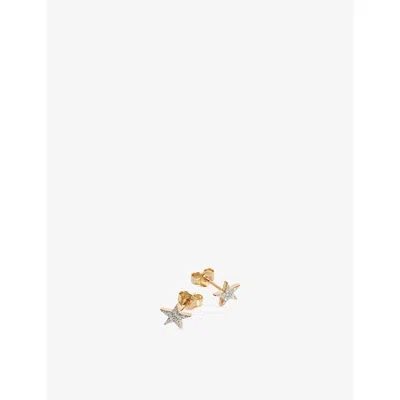 Missoma Small Star 9ct Yellow Gold And Diamond Stud Earrings