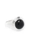 Missoma Sphere Ridge Onyx Ring In Silver