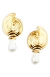 Missoma 18ct Gold-plated Spiral Interchangeable Pearl Drop Earrings In Gold