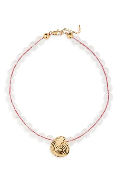 Missoma Spiral Pendant Beaded Necklace In Gold