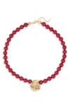Missoma Spiral Pendant Beaded Necklace In Red