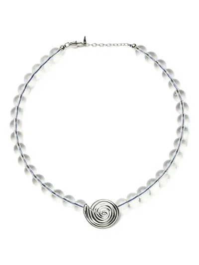 Missoma Spiral-pendant Beaded Necklace In Silver
