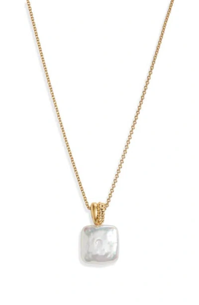 Missoma Square Freshwater Pearl Baya Pendant Necklace In Gold