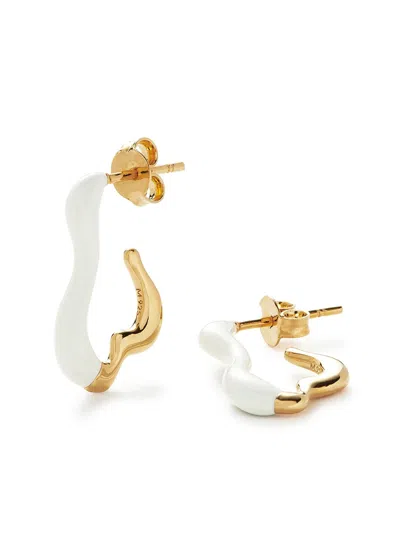 Missoma Squiggle Small Enamel And 18kt Gold-plated Earrings In White