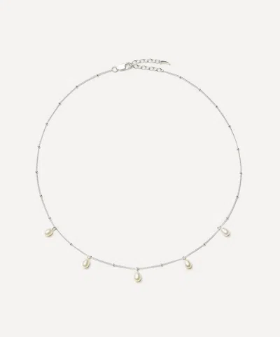 Missoma Sterling Silver Baya Baroque Pearl Chain Choker Necklace In Metallic