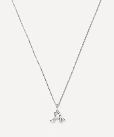 Missoma Sterling Silver Curly Molten Mini A Initial Pendant Necklace