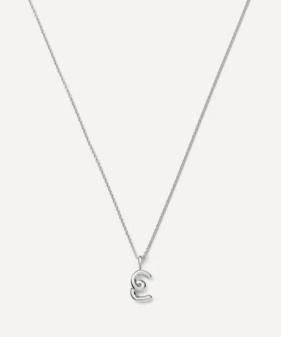Missoma Sterling Silver Curly Molten Mini E Initial Pendant Necklace