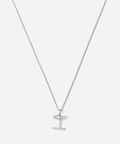 Missoma Sterling Silver Curly Molten Mini I Initial Pendant Necklace
