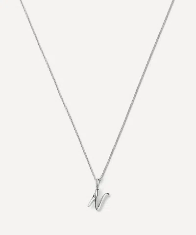 Missoma Sterling Silver Curly Molten Mini N Initial Pendant Necklace