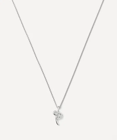 Missoma Sterling Silver Curly Molten Mini P Initial Pendant Necklace