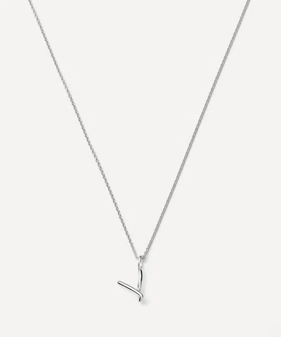 Missoma Sterling Silver Curly Molten Mini V Initial Pendant Necklace