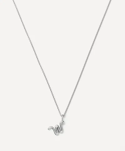 Missoma Sterling Silver Curly Molten Mini W Initial Pendant Necklace