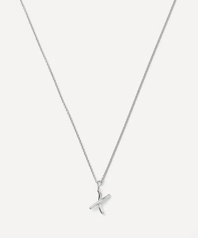 Missoma Sterling Silver Curly Molten Mini X Initial Pendant Necklace
