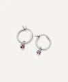 Missoma Sterling Silver September Birthstone Mini Charm Hoop Earrings In Silver
