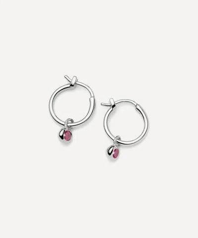 MISSOMA MISSOMA STERLING SILVER FEBRUARY BIRTHSTONE MINI CHARM HOOP EARRINGS
