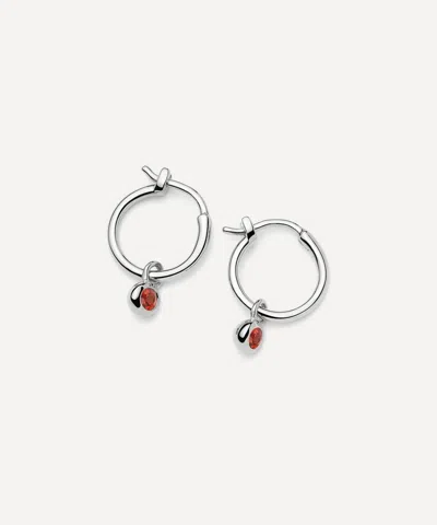 MISSOMA MISSOMA STERLING SILVER JANUARY BIRTHSTONE MINI CHARM HOOP EARRINGS