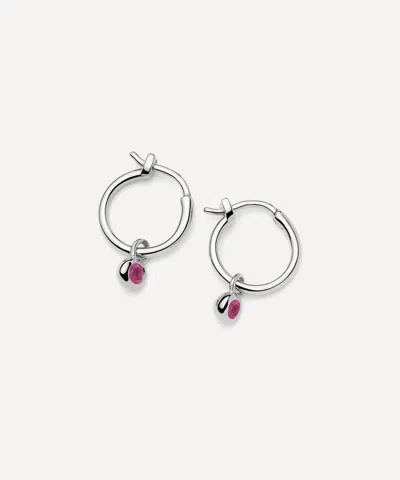 MISSOMA MISSOMA STERLING SILVER JULY BIRTHSTONE MINI CHARM HOOP EARRINGS