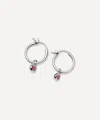 Missoma Sterling Silver September Birthstone Mini Charm Hoop Earrings In Silver