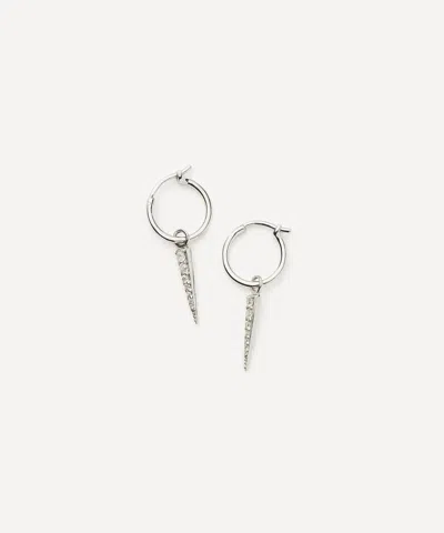 Missoma Sterling Silver Small Pave Spike Charm Hoop Earrings